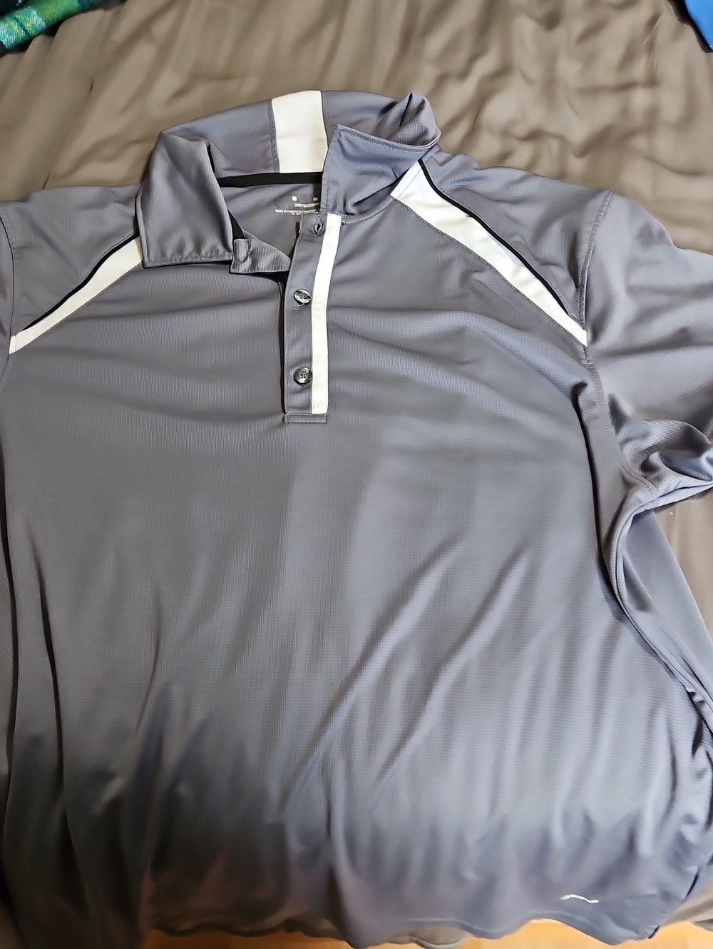 Mens Grey And White Polo